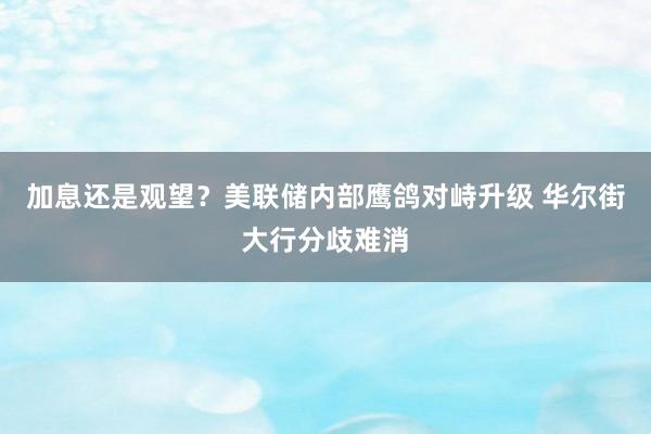 加息还是观望？美联储内部鹰鸽对峙升级 华尔街大行分歧难消