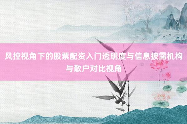 风控视角下的股票配资入门透明度与信息披露机构与散户对比视角