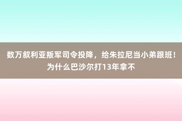 数万叙利亚叛军司令投降，给朱拉尼当小弟跟班！为什么巴沙尔打13年拿不