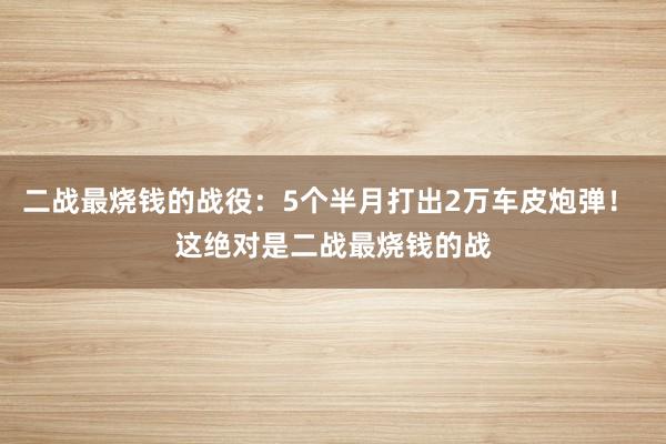 二战最烧钱的战役：5个半月打出2万车皮炮弹！ 这绝对是二战最烧钱的战