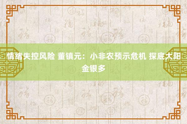 情绪失控风险 董镇元:小非农预示危机 探底大阳金银多