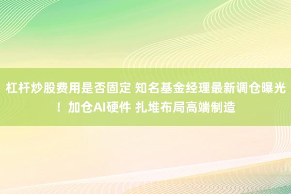 杠杆炒股费用是否固定 知名基金经理最新调仓曝光！加仓AI硬件 扎堆布局高端制造