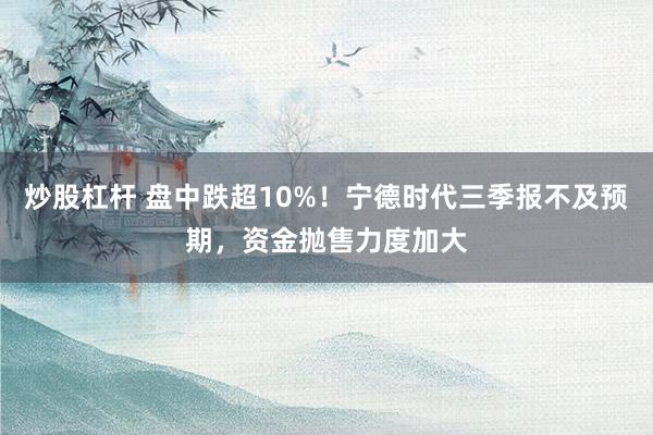 炒股杠杆 盘中跌超10%！宁德时代三季报不及预期，资金抛售力度加大