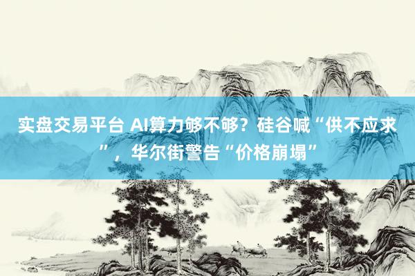 实盘交易平台 AI算力够不够？硅谷喊“供不应求”，华尔街警告“价格崩塌”